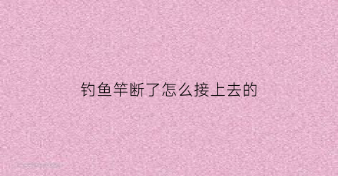 钓鱼竿断了怎么接上去的(钓鱼鱼竿断了什么征兆)