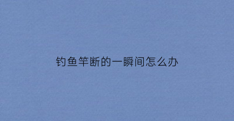 钓鱼竿断的一瞬间怎么办(钓鱼鱼竿断了意味着什么)