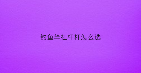 钓鱼竿杠杆杆怎么选(钓鱼竿杠杠)