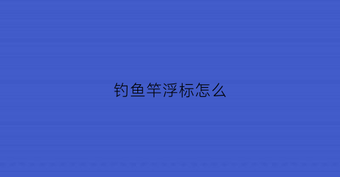 钓鱼竿浮标怎么