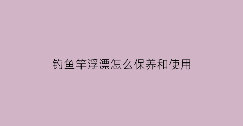 钓鱼竿浮漂怎么保养和使用(鱼竿浮漂)