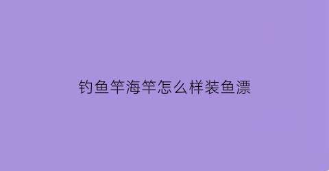 “钓鱼竿海竿怎么样装鱼漂(海竿怎么装鱼漂视频)