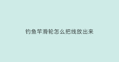 钓鱼竿滑轮怎么把线放出来(钓鱼竿滑轮鱼线安装图)