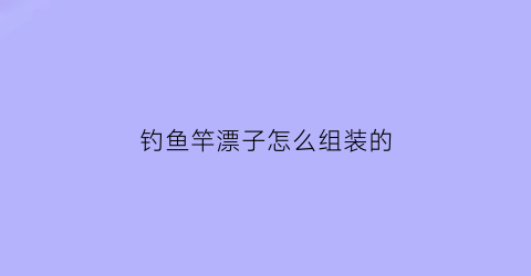 钓鱼竿漂子怎么组装的(鱼竿的漂怎么绑)