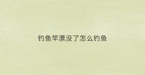 钓鱼竿漂没了怎么钓鱼