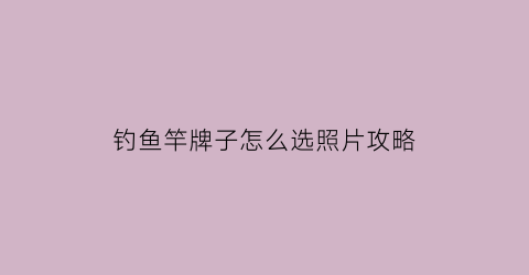 “钓鱼竿牌子怎么选照片攻略(钓鱼竿牌子怎么选照片攻略视频)