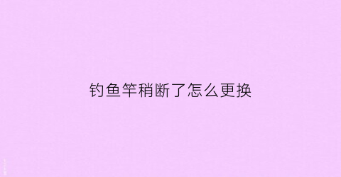 钓鱼竿稍断了怎么更换(钓鱼竿梢断了怎么办)