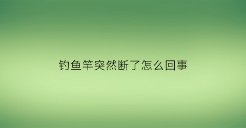 钓鱼竿突然断了怎么回事(钓鱼竿断了一节怎么办)