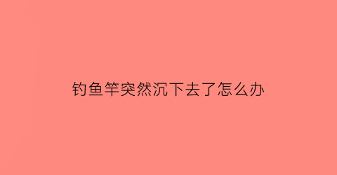 钓鱼竿突然沉下去了怎么办