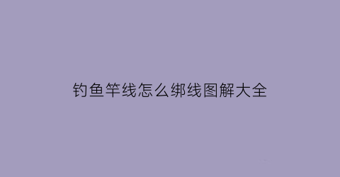 “钓鱼竿线怎么绑线图解大全(钓鱼竿线的正确系法)