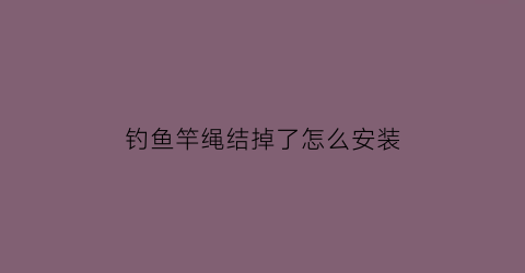 钓鱼竿绳结掉了怎么安装(鱼竿绳头掉了怎么办)