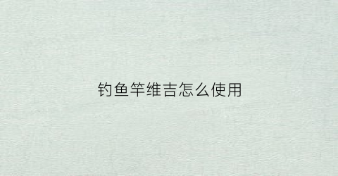 钓鱼竿维吉怎么使用(威吉鱼竿)