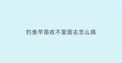 钓鱼竿苗收不里面去怎么搞(钓鱼竿收不回去怎么办)