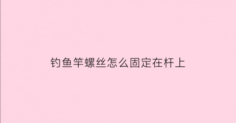 “钓鱼竿螺丝怎么固定在杆上(鱼杆塞螺丝拧不下来怎么办)