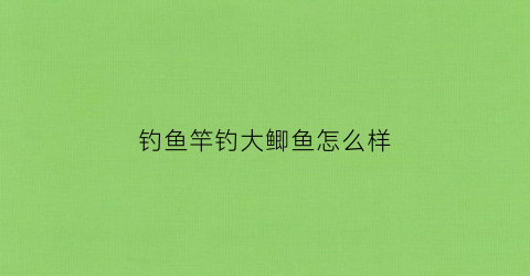 钓鱼竿钓大鲫鱼怎么样(鲫竿钓着大鱼怎么办)