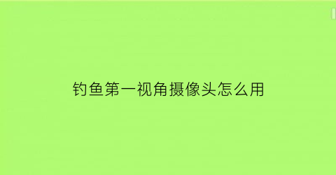 钓鱼第一视角摄像头怎么用(第一视角钓鱼视频)