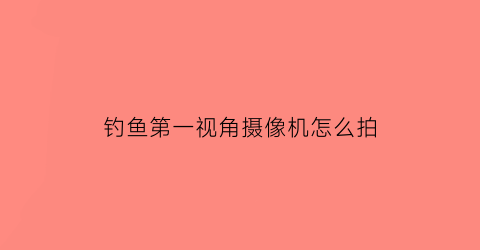 “钓鱼第一视角摄像机怎么拍(钓鱼第一人称视角怎么拍)