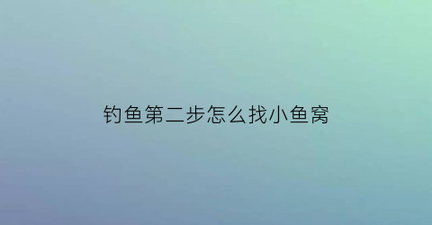 “钓鱼第二步怎么找小鱼窝(钓鱼如何找鱼窝)