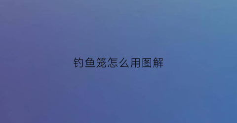 钓鱼笼怎么用图解(钓笼怎么使用)