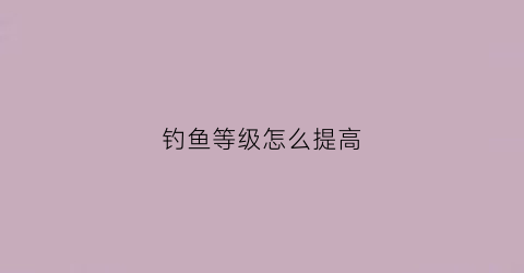 钓鱼等级怎么提高