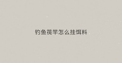 钓鱼筏竿怎么挂饵料(钓筏竿教学视频)