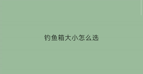 钓鱼箱大小怎么选(钓箱怎么选择大小)