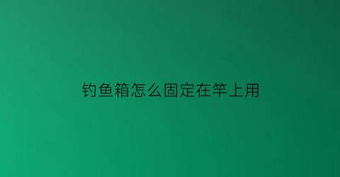 钓鱼箱怎么固定在竿上用(钓鱼箱怎么固定在竿上用的)