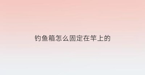 钓鱼箱怎么固定在竿上的(钓箱钓鱼箱安装视频)