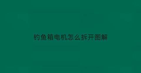 “钓鱼箱电机怎么拆开图解(钓鱼箱按装视频)