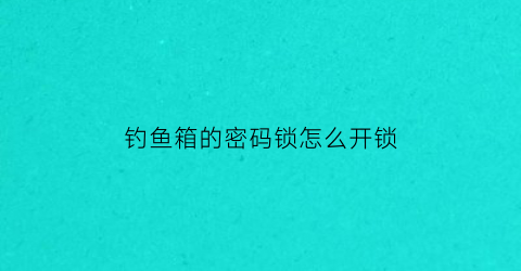 钓鱼箱的密码锁怎么开锁