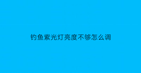 钓鱼紫光灯亮度不够怎么调(野钓紫光灯有用吗)