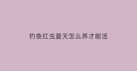 “钓鱼红虫夏天怎么养才能活(夏季野钓红虫好用吗)