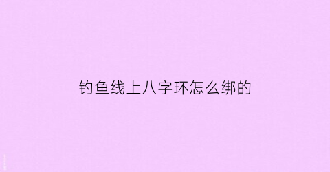 钓鱼线上八字环怎么绑的(钓鱼线上八字环怎么绑的图解)