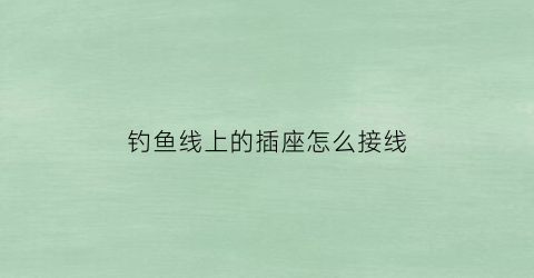 钓鱼线上的插座怎么接线(钓鱼线接法视频)