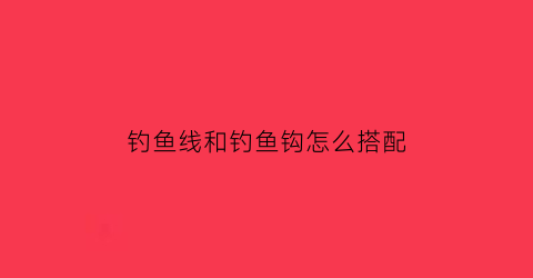 “钓鱼线和钓鱼钩怎么搭配(钓鱼鱼线和鱼钩怎么搭配)