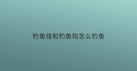 钓鱼线和钓鱼钩怎么钓鱼(钓线与鱼钩的连接)