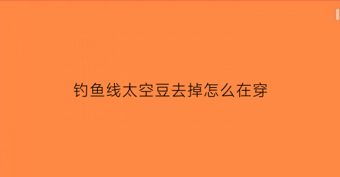 钓鱼线太空豆去掉怎么在穿(钓鱼线太空豆怎么穿视频)