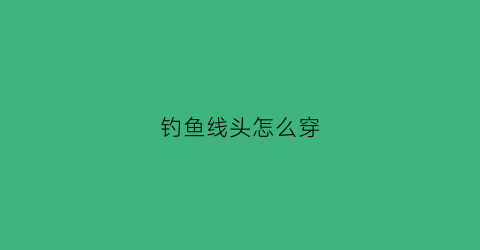 钓鱼线头怎么穿(钓鱼线头怎么穿视频)