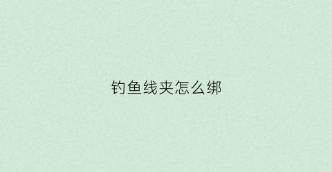 钓鱼线夹怎么绑(钓鱼线怎么绑钩子视频)
