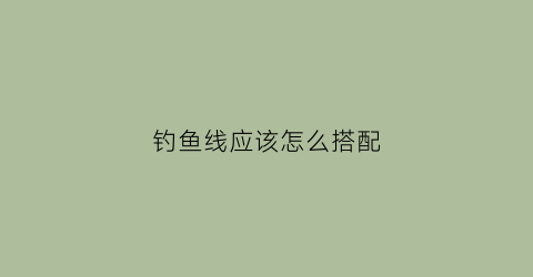 钓鱼线应该怎么搭配(钓鱼线组搭配大全)