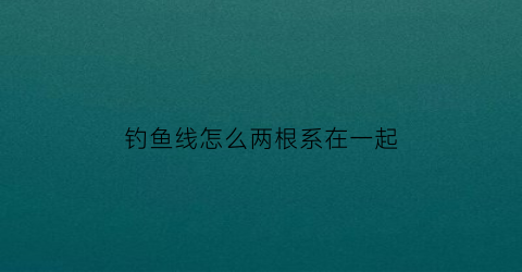 钓鱼线怎么两根系在一起(钓鱼两根线怎么绑在一起)