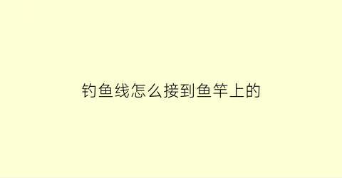 钓鱼线怎么接到鱼竿上的(钓鱼线怎么接到鱼竿上的视频)