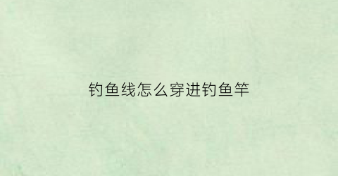 钓鱼线怎么穿进钓鱼竿(钓鱼线怎么穿进钓鱼竿里面)