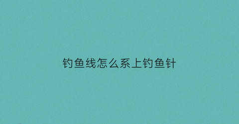 钓鱼线怎么系上钓鱼针