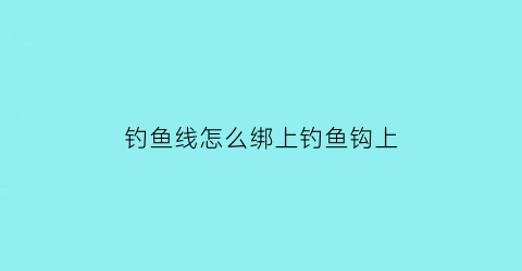 钓鱼线怎么绑上钓鱼钩上(钓鱼线怎么绑杆子上)