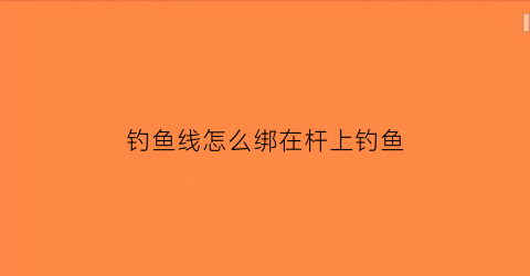 钓鱼线怎么绑在杆上钓鱼(钓鱼线怎么绑到钓竿上)