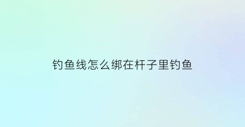 钓鱼线怎么绑在杆子里钓鱼(钓鱼线怎么绑在杆上)