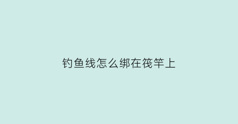 钓鱼线怎么绑在筏竿上(筏钓竿线组绑法)