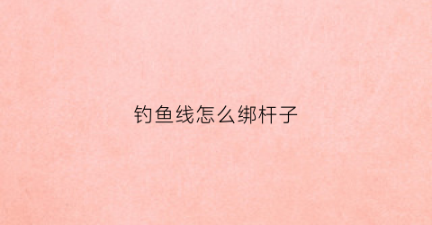 钓鱼线怎么绑杆子(钓鱼线怎么绑杆子上)