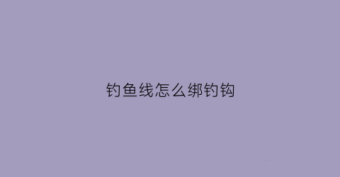 钓鱼线怎么绑钓钩(钓鱼线怎么绑钓钩视频教程)